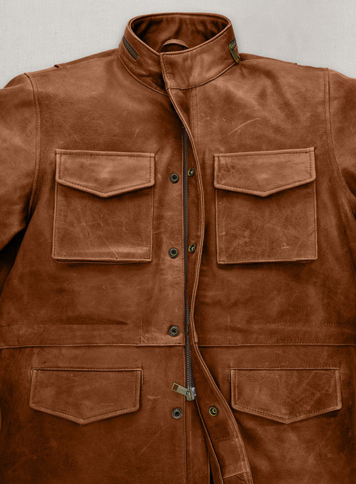 (image for) Cognac Military M-65 Leather Jacket